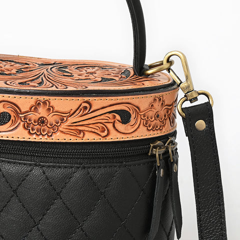 American Darling Hand Tooled Floral Quilted Leather Jewelry case