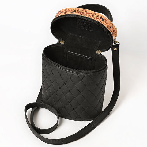 American Darling Hand Tooled Floral Quilted Leather Jewelry case