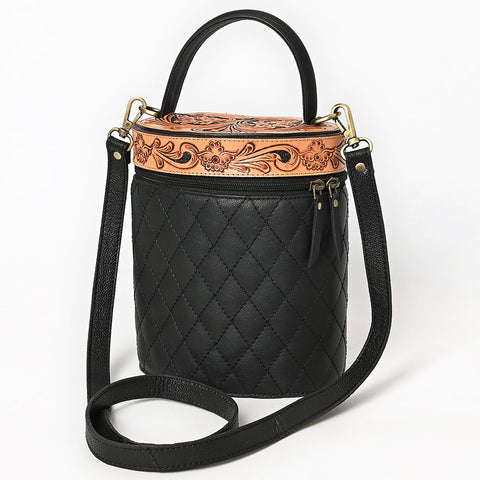 American Darling Hand Tooled Floral Quilted Leather Jewelry case