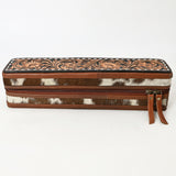 ADBGA706 Tooled Leather Hair-On Hide Hair Straightener Case - Western Floral Design