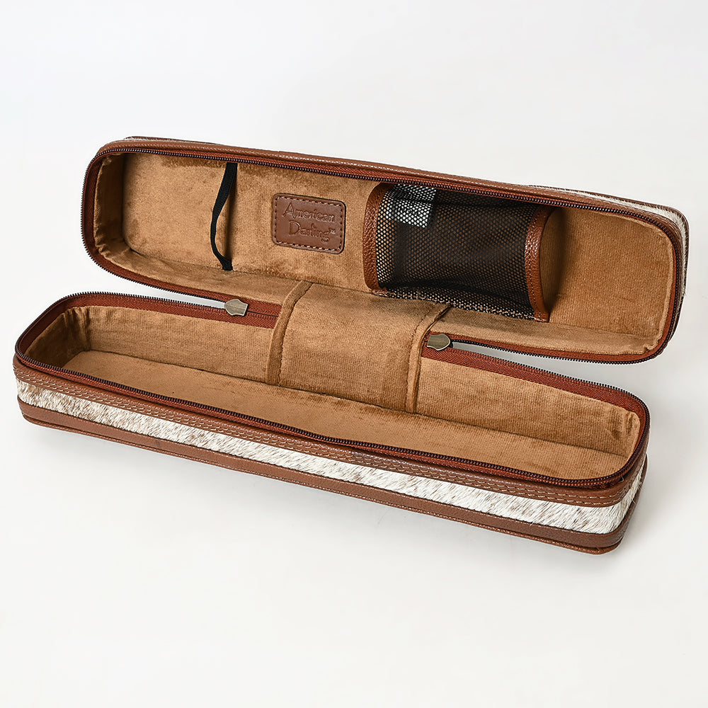 ADBGA706 Tooled Leather Hair-On Hide Hair Straightener Case - Western Floral Design