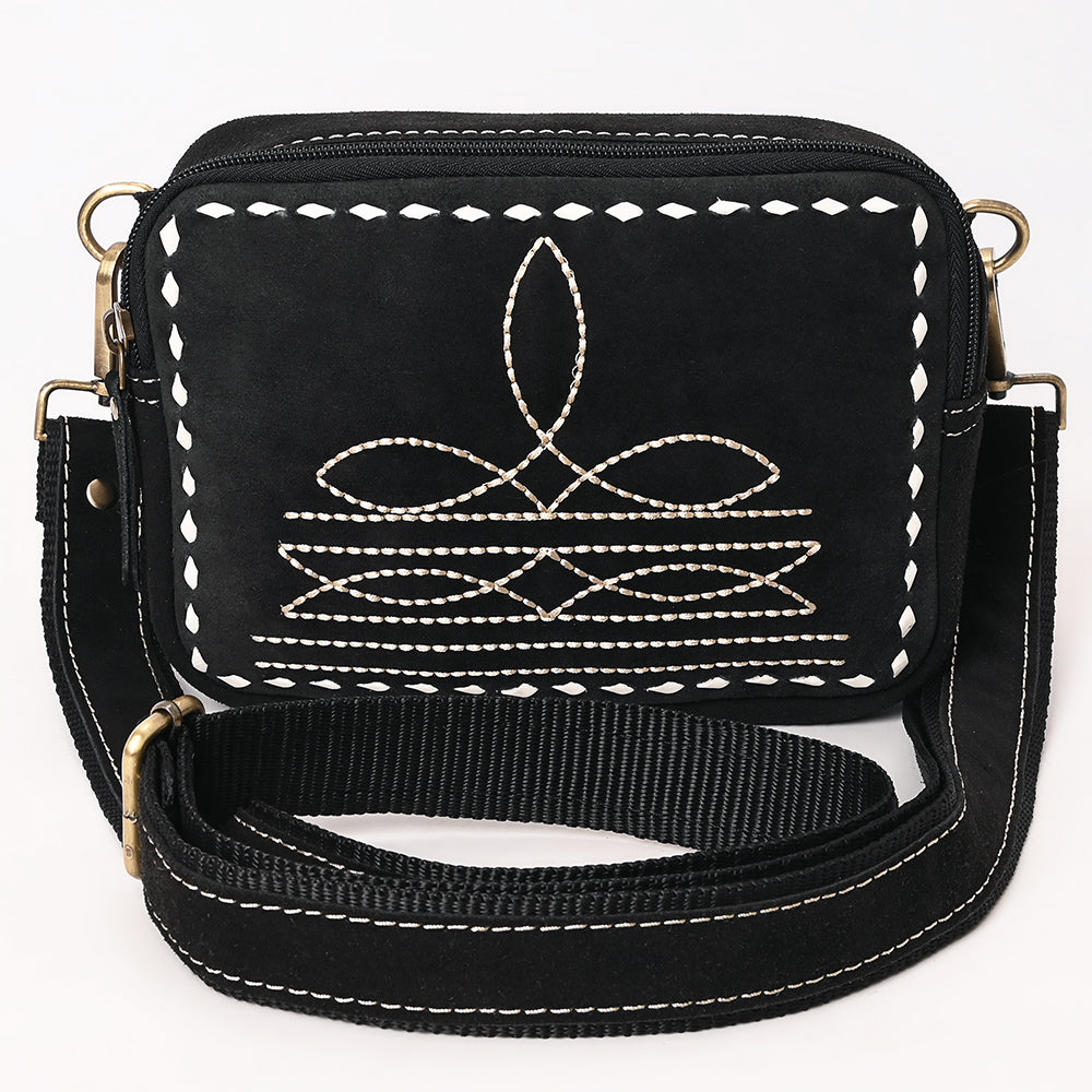 ADBGA710 Suede Camera Bag - Western Stitch Detail with Adjustable Strap