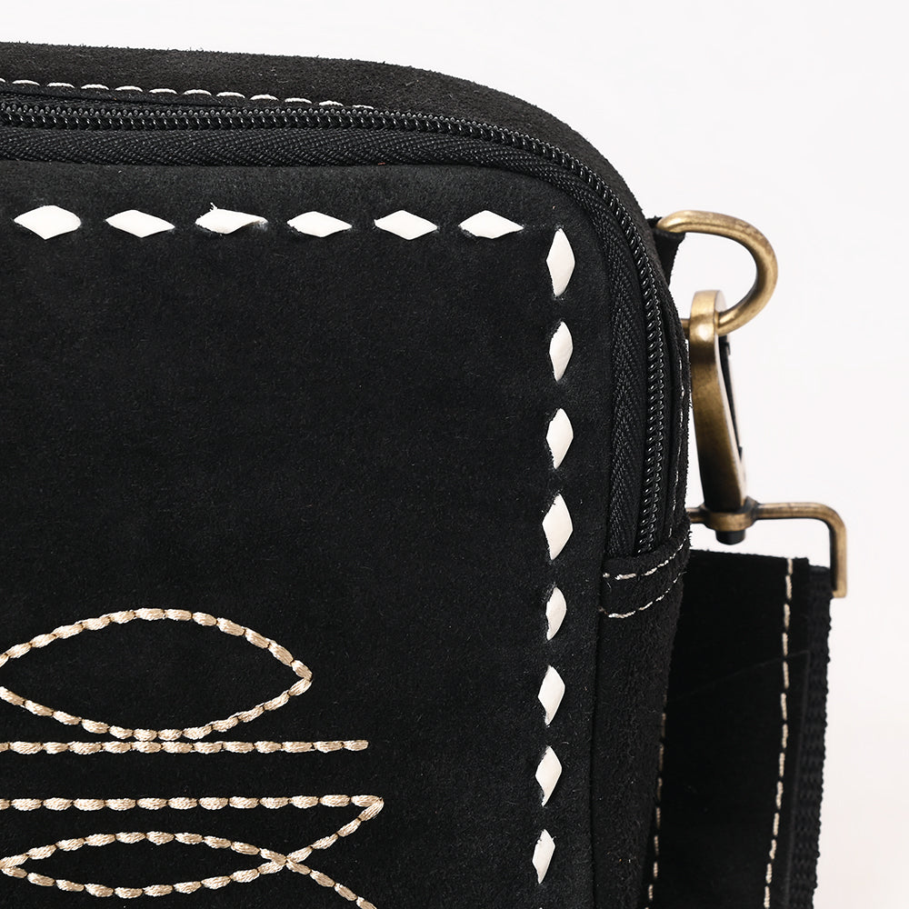 ADBGA710 Suede Camera Bag - Western Stitch Detail with Adjustable Strap