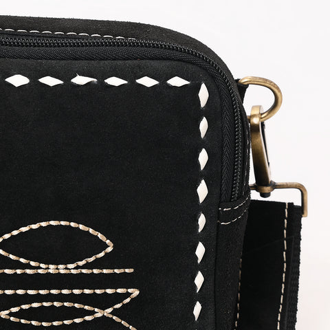 American Darling Buck Stitched Genuine Suede Leather Western Camera Bag