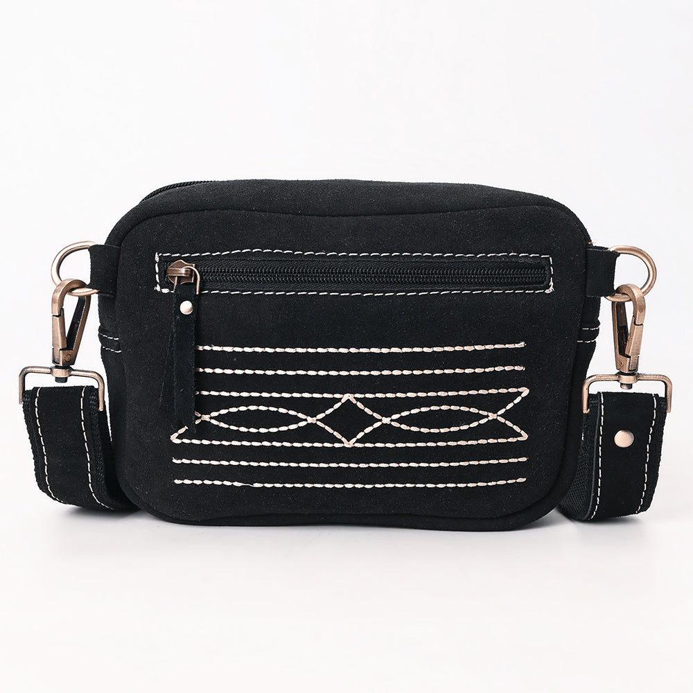 ADBGA710 Suede Camera Bag - Western Stitch Detail with Adjustable Strap