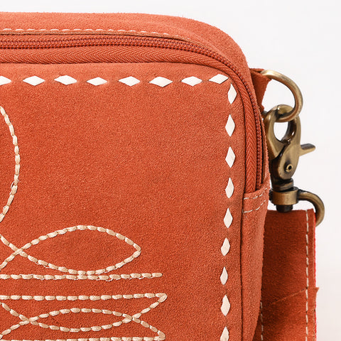 American Darling Buck Stitched Genuine Suede Leather Western Camera Bag