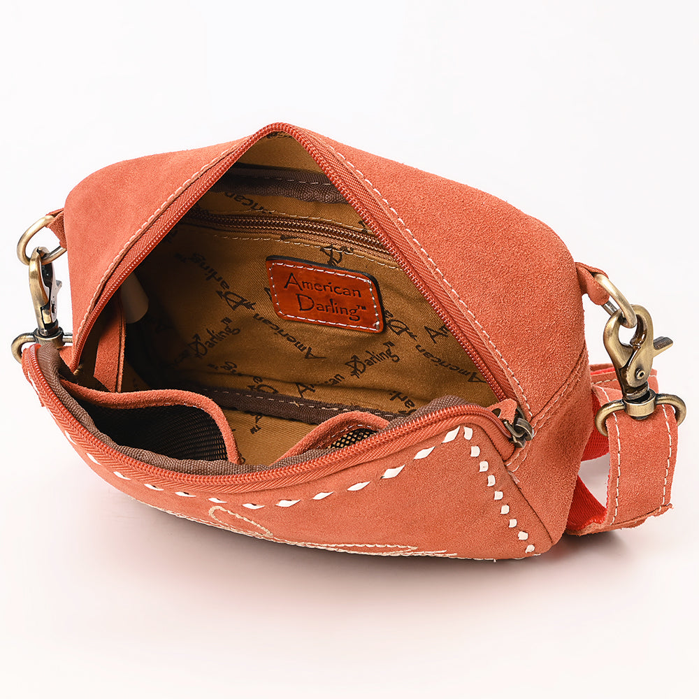 ADBGA710 Suede Camera Bag - Western Stitch Detail with Adjustable Strap