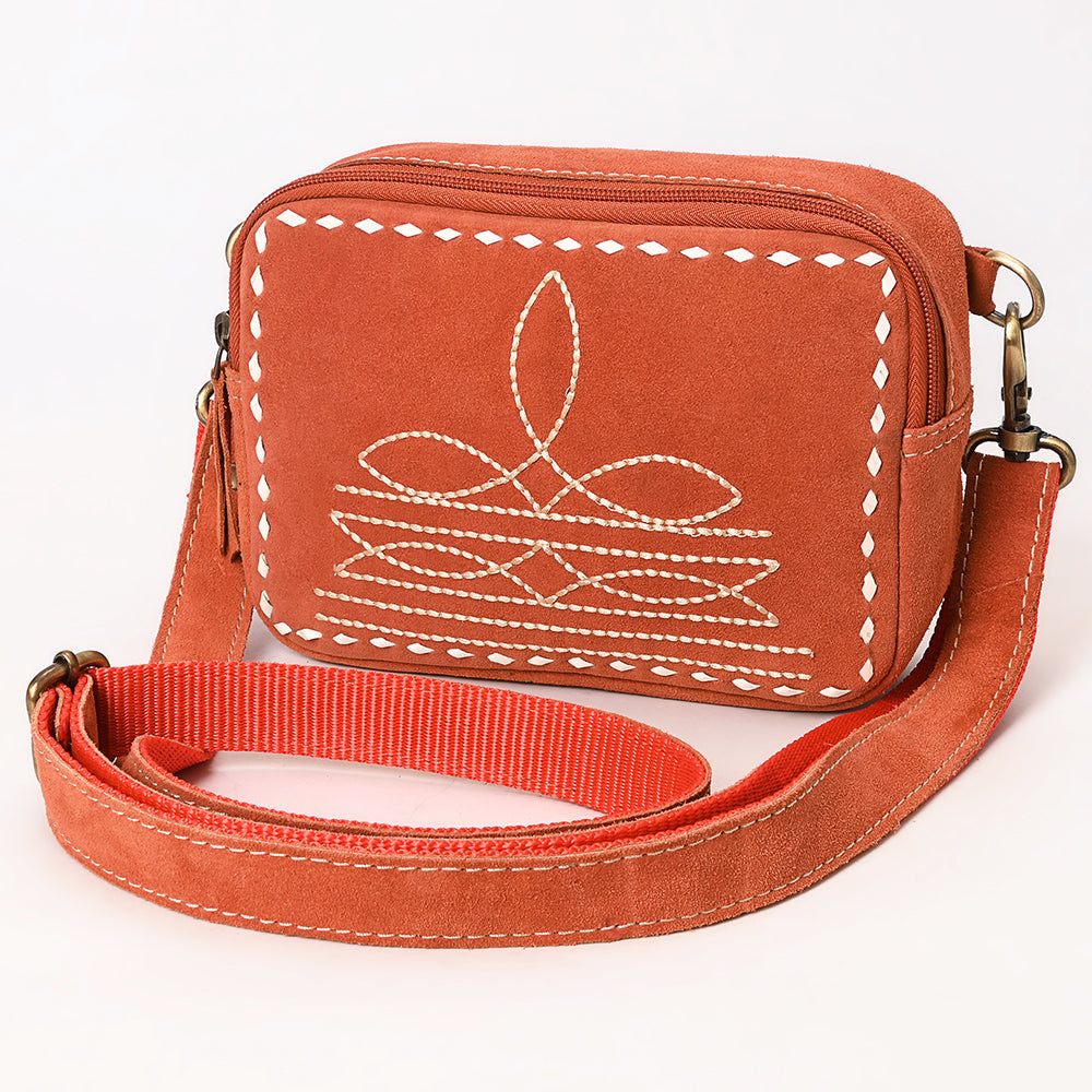 ADBGA710 Suede Camera Bag - Western Stitch Detail with Adjustable Strap