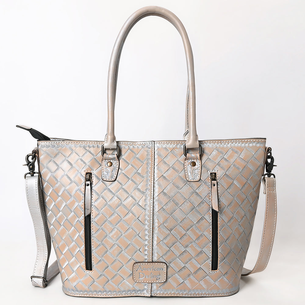 ADBG1519 Floral Embossed Leather Tote Bag - Western Crossbody & Shoulder Style