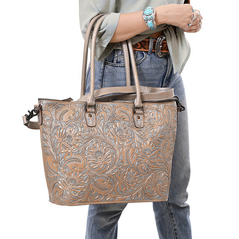 American Darling Western Genuine Leather Tote Bag with Hand-Tooled Detailing | Premium Everyday Carry