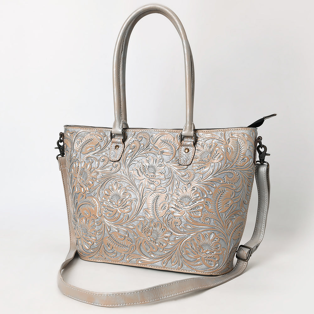ADBG1519 Floral Embossed Leather Tote Bag - Western Crossbody & Shoulder Style