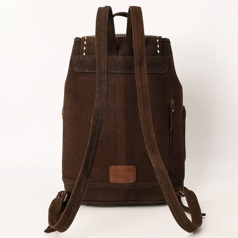 American Darling Western Genuine Suede Leather Backpack Bag with Buck Stitching & Tassel Accents