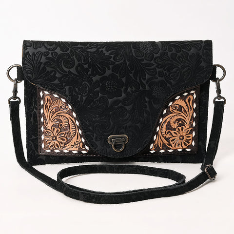 American Darling Western Leather Small Cross Body Bag with Damascus Hand-Tooled Floral Accents