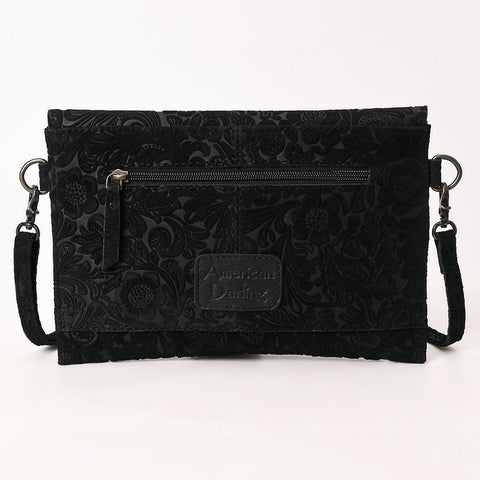American Darling Western Leather Small Cross Body Bag with Damascus Hand-Tooled Floral Accents