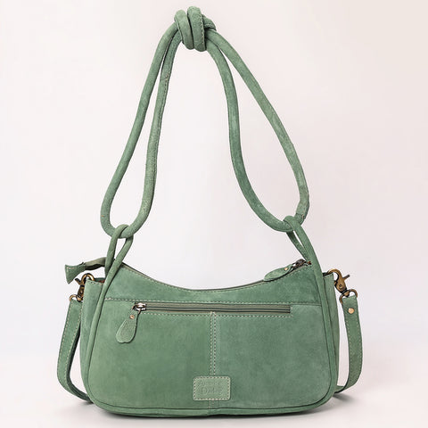Genuine suede Western Crossbody Bag with Contrast Stitching & Dual Strap Design