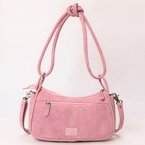 Genuine suede Western Crossbody Bag with Contrast Stitching & Dual Strap Design