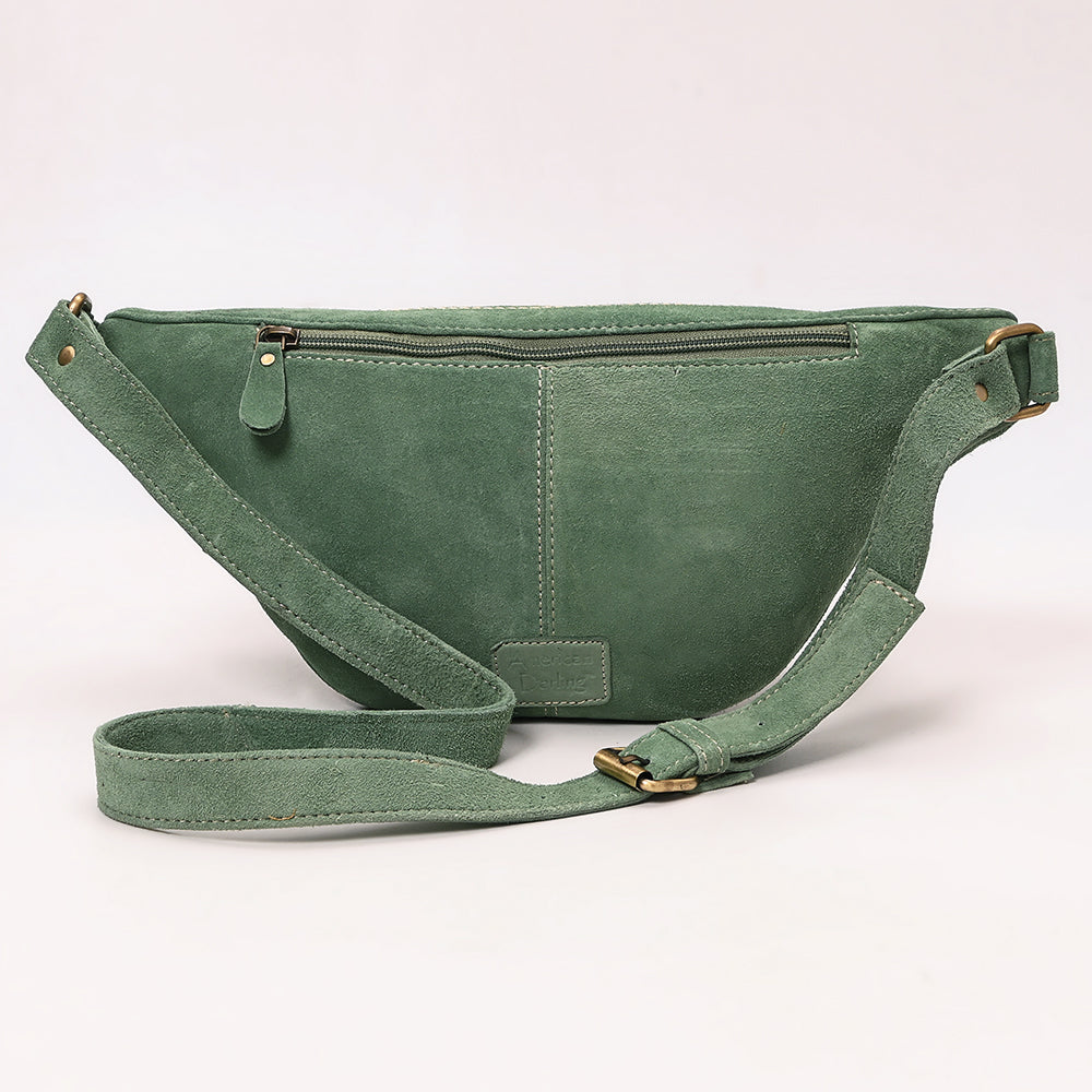 ADBGA668 Western Suede Belt Bag with Rope Embroidery-Rodeo Waist Pack