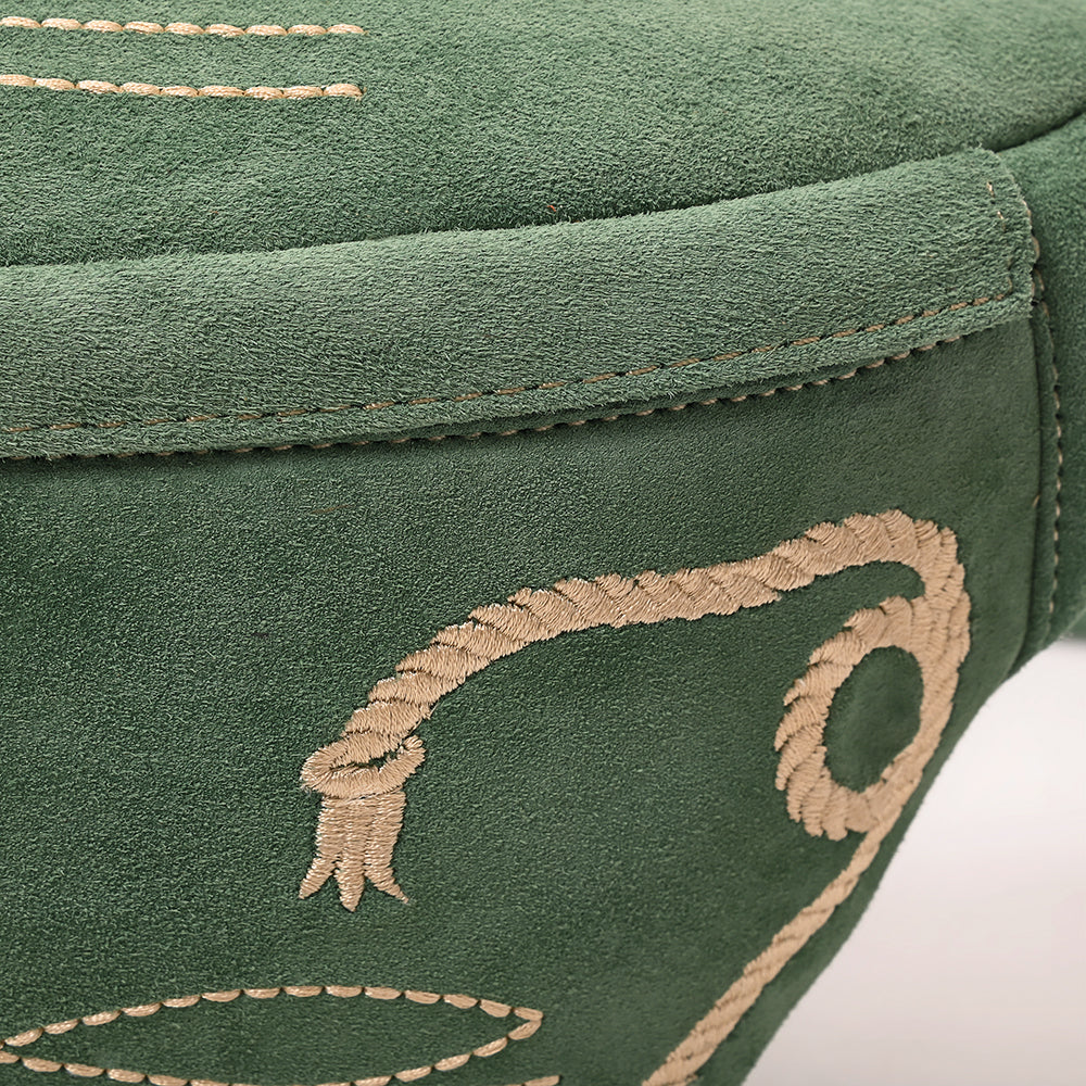 ADBGA668 Western Genuine suede Belt Bag with Rope Embroidery-Rodeo Waist Pack