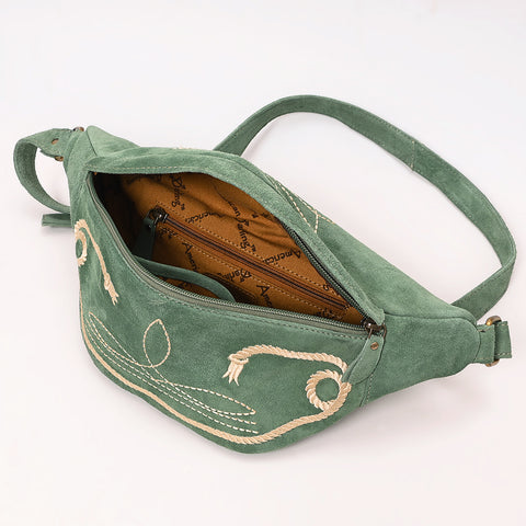 American Darling Genuine Leather Fanny Pack with Boot Stitch Embroidery