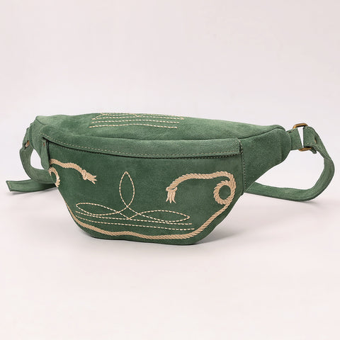 American Darling Genuine Leather Fanny Pack with Boot Stitch Embroidery