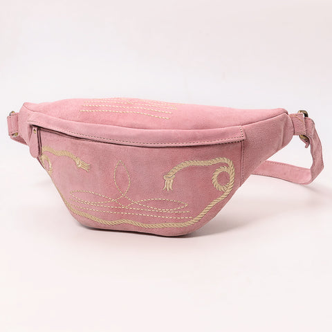 American Darling Genuine Leather Fanny Pack with Boot Stitch Embroidery