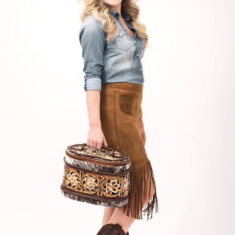 American Darling Hand Tooled Hair-On Cowhide Cross body Bag