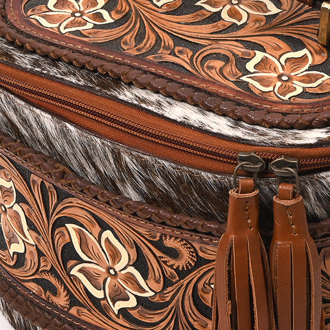 American Darling Hand Tooled Hair-On Cowhide Cross body Bag