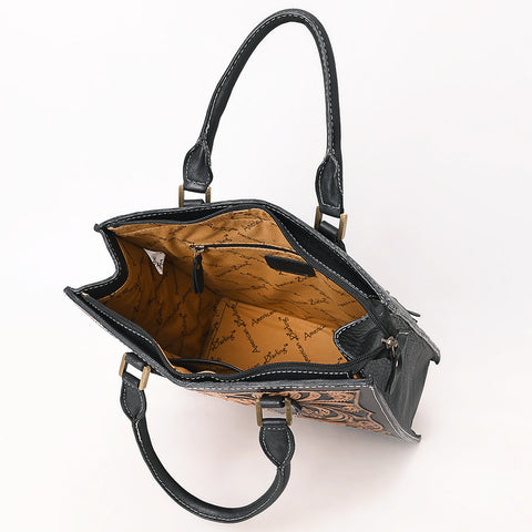 American Darling Hand Tooled Genuine Leather Tote Bag Floral Carved