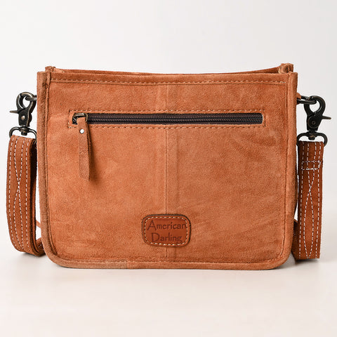 American Darling Western Genuine Suede Leather Hand-Tooled Crossbody Bag with Fringe ï¿½ Handcrafted Genuine Design
