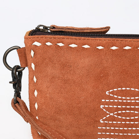 American Darling Western Genuine Suede Leather Wristlet Bag with Buck Stitching ï¿½ Handcrafted Genuine Design