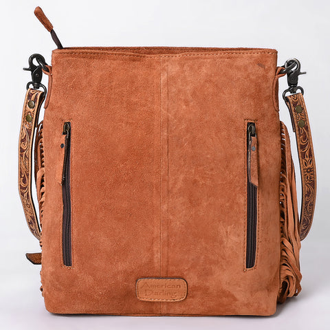 American Darling Western Leather Large Crossbody Bag with Fringe & Tooled Accents ï¿½ Handcrafted Design