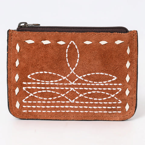 American Darling Western Genuine Suede Leather Card Holder with Buck Stitching ï¿½ Handcrafted Compact Design