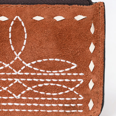 American Darling Western Genuine Suede Leather Card Holder with Buck Stitching ï¿½ Handcrafted Compact Design