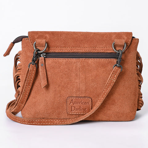 American Darling Western Genuine Suede Leather Crossbody Bag with Fringe & Tooled Accents ï¿½ Handcrafted Design
