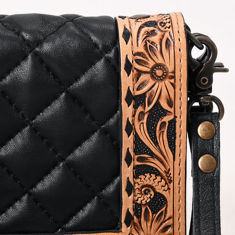 American Darling Handcrafted Western Leather Organiser Bag Floral Tooled Panel