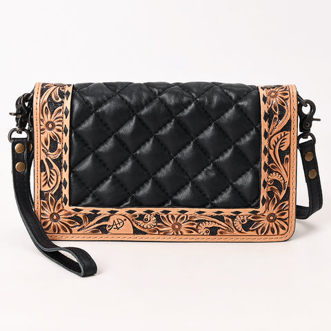 American Darling Handcrafted Western Leather Organiser Bag Floral Tooled Panel