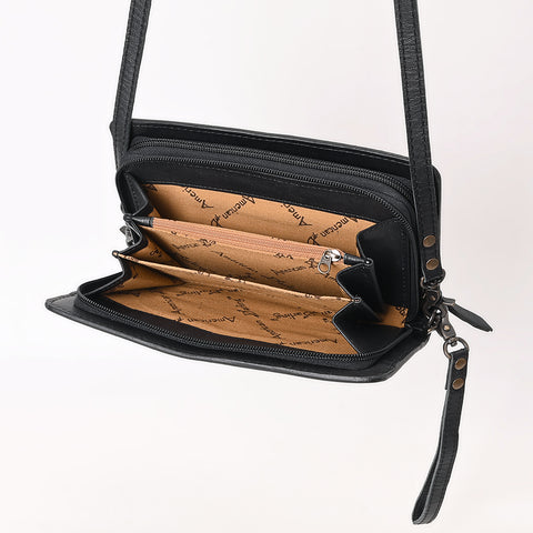 American Darling Handcrafted Western Leather Organiser Bag Floral Tooled Panel