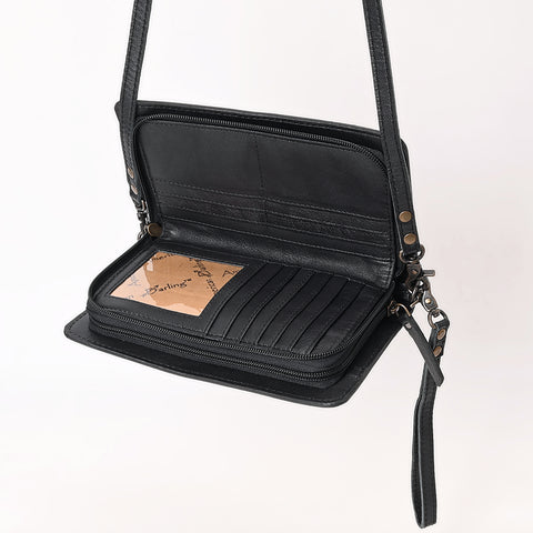 American Darling Handcrafted Western Leather Organiser Bag Floral Tooled Panel