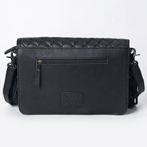 American Darling Hand-Tooled Floral Western Leather Crossbody Bag with Fringe