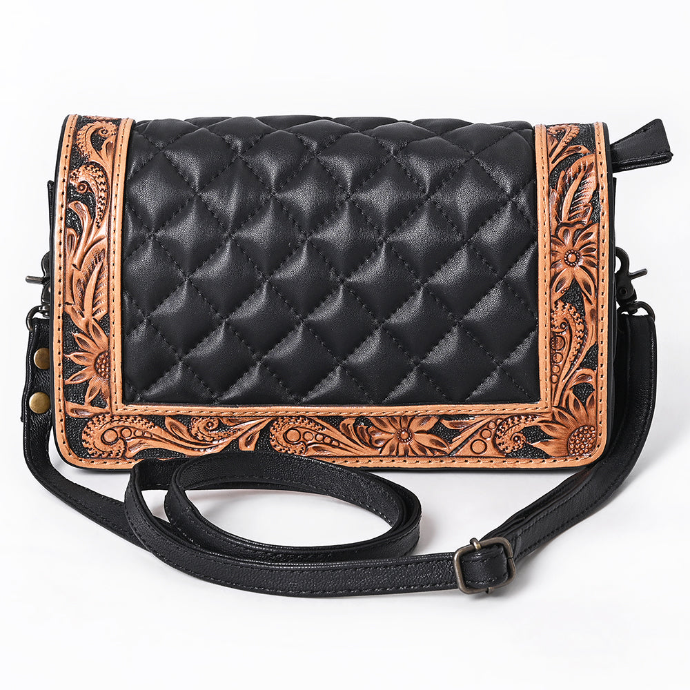 ADBG1673 Western Floral Tooled Leather Organizer Wallet - Handmade Cowhide Wristlet by American Darling
