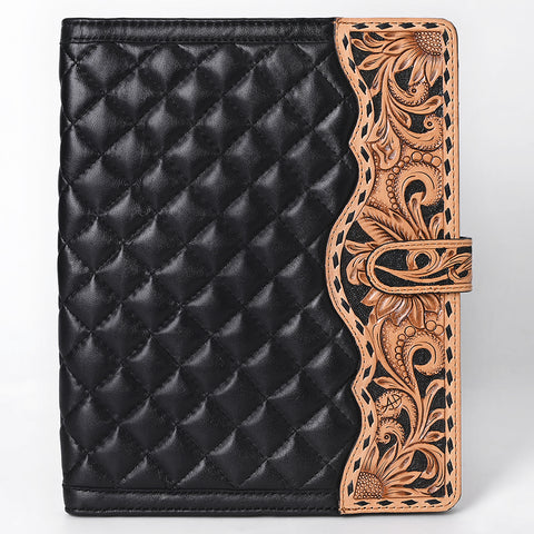 American Darling Hand-Tooled Floral Leather Portfolio Bag - Quilted Western Organiser