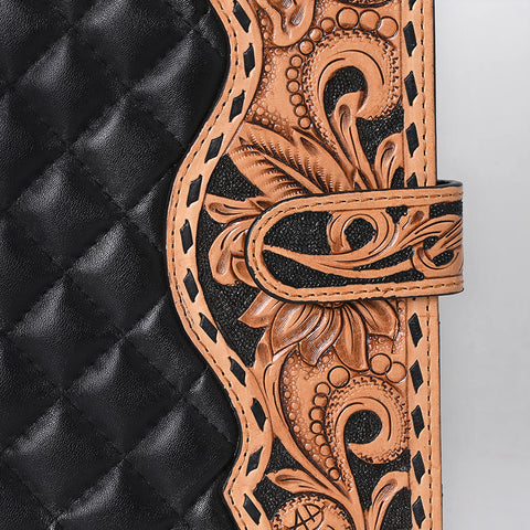 American Darling Hand-Tooled Floral Leather Portfolio Bag - Quilted Western Organiser