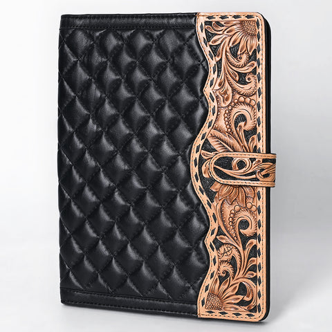 American Darling Hand-Tooled Floral Leather Portfolio Bag - Quilted Western Organiser