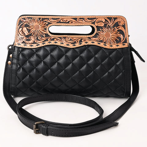 American Darling Hand-Tooled Western Leather Clutch Bag - Floral Carved