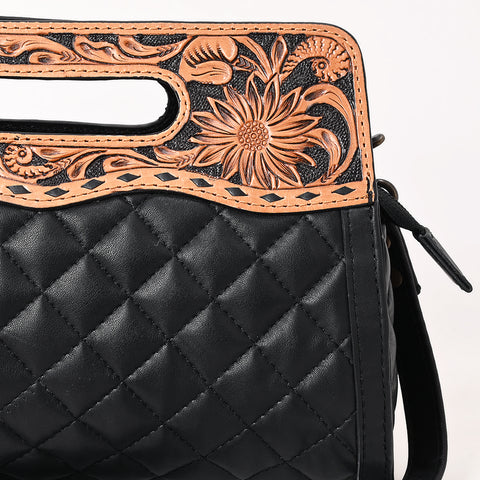 American Darling Hand-Tooled Western Leather Clutch Bag - Floral Carved