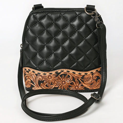 American Darling Quilted Leather Crossbody | Hand-Tooled Floral Accent Bag
