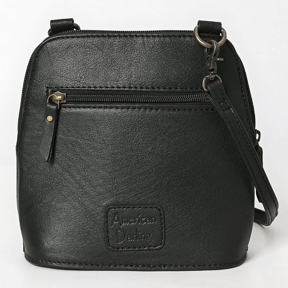 ADBG1679 Quilted Leather Crossbody Bag with Floral Tooled Border - American Darling