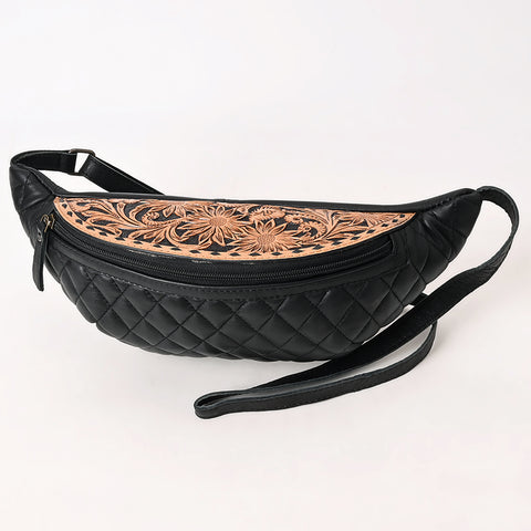 American Darling Quilted Leather Fanny Pack | Tooled Floral Waist Bag