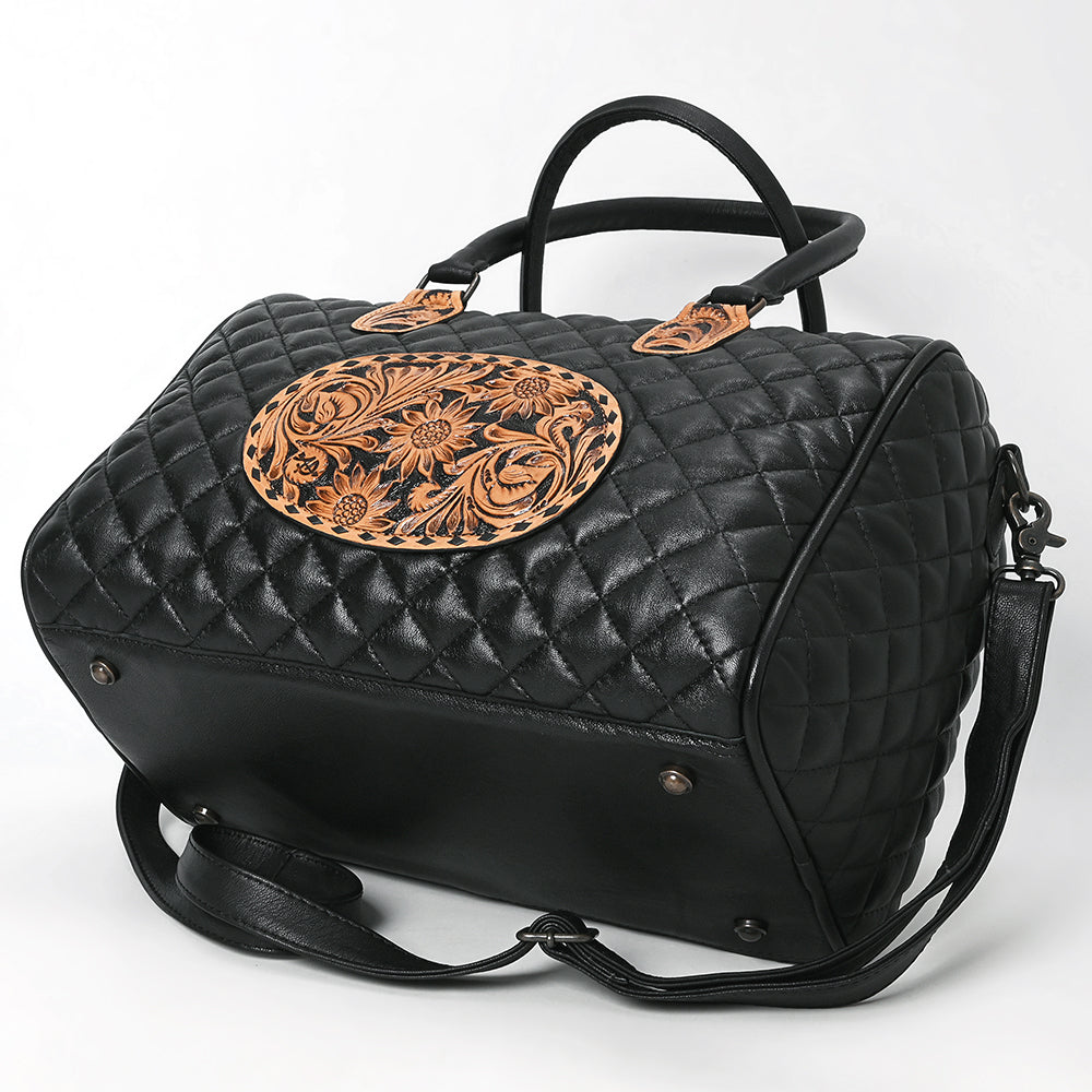 ADBG1681 Hand-Tooled Leather Duffel - Western Floral Business Bag by American Darling