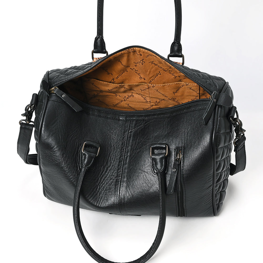 ADBG1681 Hand-Tooled Leather Duffel - Western Floral Business Bag by American Darling